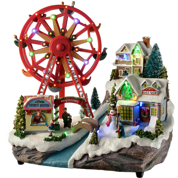 The Seasonal Aisle PreLit LED Animated Christmas Village Scene with Rotating Ferris Wheel